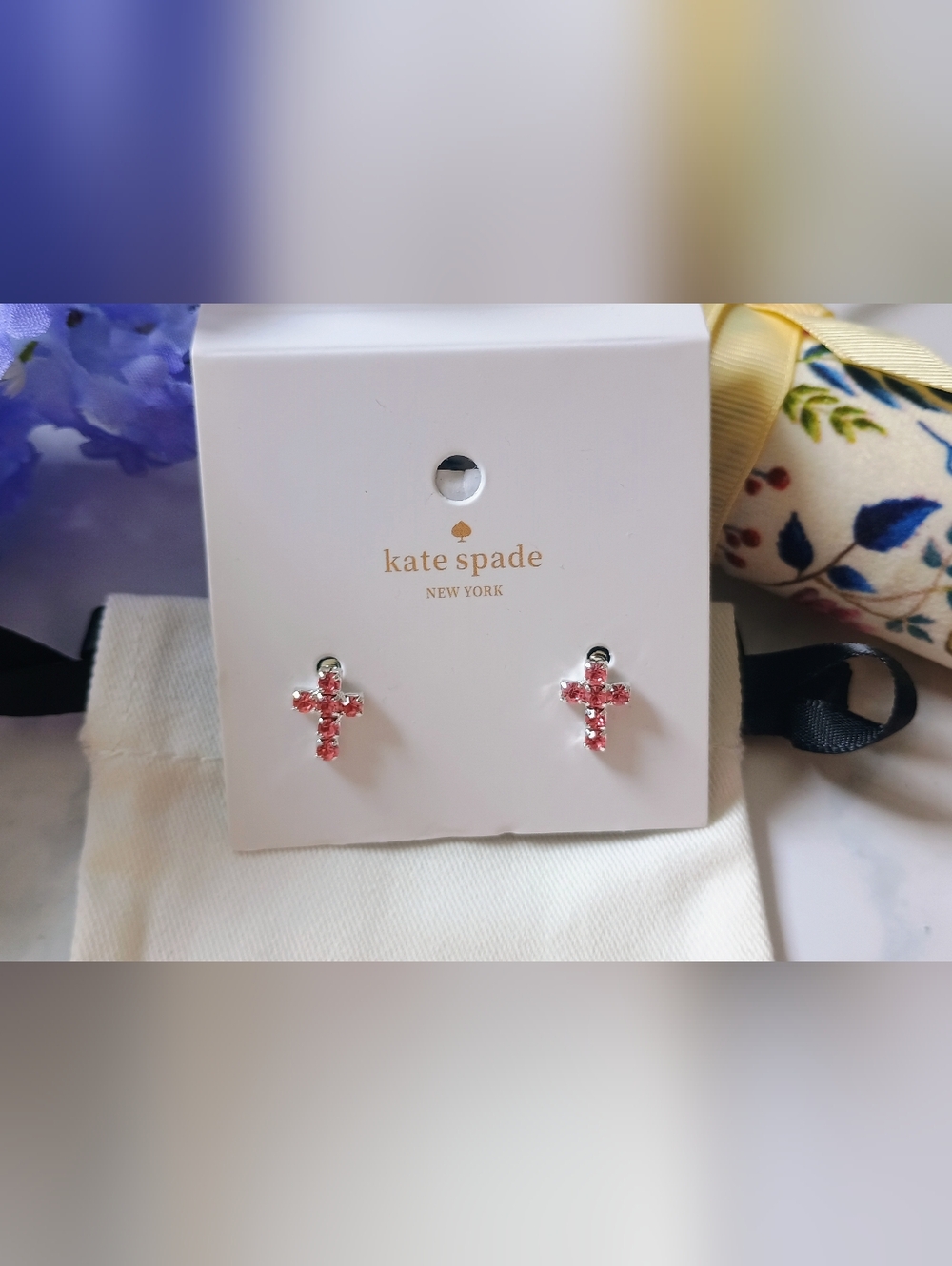 Kate Spade New York Pink Stone Cross Stud